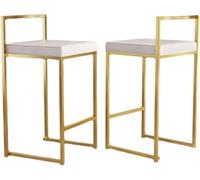 DZYHFCO Tabouret de comptoir carré simple avec dossier bas - Tabouret de bar moderne - Décoration parfaite pour petit déjeuner (blanc, 65 cm)