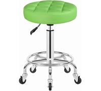 DZYHFCO Tabouret de manucure avec roulettes, tabouret pivotant réglable en cuir synthétique pour salon de massage, spa, tatouage, photographie (vert)