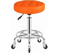 DZYHFCO Tabouret de manucure avec roulettes, tabouret pivotant réglable en cuir synthétique pour salon de massage, spa, tatouage, photographie (orange)