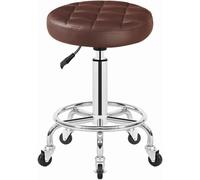 DZYHFCO Tabouret de manucure avec roulettes, tabouret pivotant réglable pour salon de dessin, banc de travail, massage, spa, tatouage, photographie (marron)