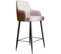 DZYHFCO Tabourets de bar avec dossier et accoudoirs, chaises de bar à hauteur de comptoir avec coussin doux, revêtement en cuir moderne (/Beige a)