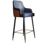 DZYHFCO Tabourets de bar avec dossier et accoudoirs, chaises de bar à hauteur de comptoir avec coussin doux, revêtement en cuir moderne (bleu / bleu)