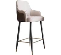 DZYHFCO Tabourets de bar avec dossier et accoudoirs, chaises de comptoir avec coussin doux, revêtement en cuir moderne (beige B)