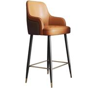 DZYHFCO Tabourets de bar avec dossier et accoudoirs, hauteur de comptoir avec coussin doux, revêtement en cuir moderne (orange)