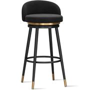 DZYHFCO Tabourets de bar hauts avec dossier et repose-pieds pivotants à 360° - Utilisation multi-scénario - Noir, pieds noirs - 65 cm