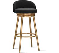 DZYHFCO Tabourets de bar hauts avec dossier et repose-pieds pivotants à 360° - Utilisation multi-scénario - Noir, pieds dorés - 75 cm