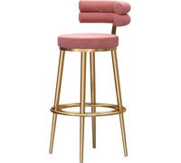 DZYHFCO Tabourets de bar modernes avec dossier en velours, tabouret de bar en métal doré 1 pièce, chaises de petit-déjeuner, côté pour cuisine, salle à manger, fête 65 cm (rose, 65 cm)