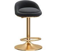 DZYHFCO Tabourets de bar pivotants réglables en hauteur rembourrée en velours avec base et dossier en métal doré (noir, 45-60 cm)