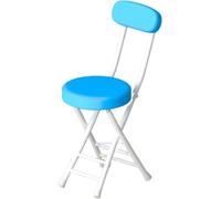 DZYHFCO Tabourets de bar pliables en polyuréthane portables avec dossier rembourré et assise ronde, charge de 150 kg, beau (bleu)