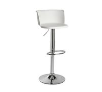 DZYHFCO Tabourets de bar réglables pivotants à 360 degrés avec dossier en cuir PU et acier pour cuisine (blanc)