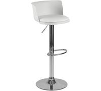 DZYHFCO Tabourets de bar réglables, pivotants à 360 degrés, hauteur de comptoir avec dossier, chaises de pub en cuir synthétique et acier pour cuisine, blanc A