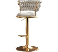DZYHFCO Tabourets de comptoir européens de luxe pivotants en velours avec dos tissé - Repose-pieds de cuisine moderne pour café, pub - Hauteur réglable (B)