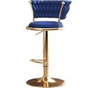 DZYHFCO Tabourets de comptoir pivotants européens de luxe en velours avec dos tissé - Repose-pieds de cuisine moderne pour café, pub - Hauteur réglable (D)