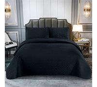 DZYP Boutis Couvre Lit Piquage Dessus de Lit Matelassée Cousue Couvre-lit en Microfibre Réversible Léger Moderne Anthracite Jeté de Lit (Noir,264X228cm)