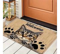 E,1'8"x2'7"/50x80cm,AVSMGP Tapis À Illusion D'optique 3D Enchanteur- Motif Chat Mignon Tapis D'entrée Carré À Poils Courts pour Intérieur/Extérieur Salon, Chambre, Salle À Manger