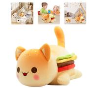 E-ALLDIR MeeMeows Cat Food Plushies, Chat Hamburger Meemeows Plush, Cat Food Plushies Cat Mee Meow, Cute Anime Cartoon Cat Stuffed Animal Figure Toy Plush Pillow Gift for Fans Kids