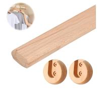 E-ALLDIR Tringle De Placard Ovale en Bois,pour Suspendre Les VêTements Barre Transversale De Garde-Robe à Usage Intensif Tringle De Penderie en Bois De HêTre Naturel Poli avec Supports