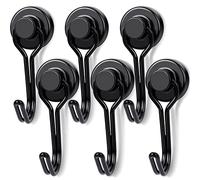 E BAVITE Lot de 6 crochets magnétiques pivotants noirs - 13,6 kg - Crochets magnétiques puissants en néodyme - Terre rare - Parfait pour réfrigérateur, cuisine et autres surfaces magnétiques