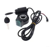 E-Bike Throttle d'accélérateur avec interrupteur d'alimentation à clé et affichage du niveau de batterie, plage de tension 24-72 V, interface 3 broches pour vélos électriques et scooters