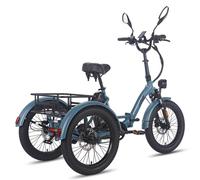 E Bike Tricycle Fat vélo pliant E-Bike vélo de charge 20 pouces 48V 21Ah , freins à disque hydrauliques vélo électrique, vélo de charge électrique 180kg bleu