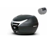 E-BIKERS SHAD SH 34 TOP CASE CARBON BUREAU 34 LITRES SCOOTER MOTO AVEC PLAQUE UNIVERSELLE ET DOSSIER