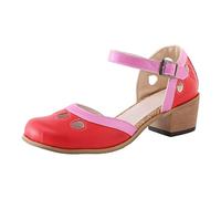 e Chaussures pour femme printemps et 2023 style de commerce extérieur européen et américain Grande boucle colorée assortie Sandales décontractées Chaussures à lacets pour femme, rouge, 42 EU Large