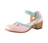 e Chaussures pour femme printemps et 2023 style de commerce extérieur européen et américain Grande boucle colorée assortie Sandales décontractées Chaussures à lacets pour femme, Rose, 41 EU Large