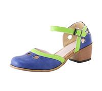 e Chaussures pour femme printemps et 2023 style de commerce extérieur européen et américain Grande boucle colorée assortie Sandales décontractées Chaussures à lacets pour femme, bleu, 37 EU Large