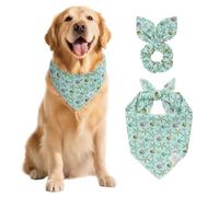 E-Clover Bandanas d'été pour chien en forme d'étoile de mer et chouchou assorti bleu avec nœud papillon pour propriétaire de chiens de taille moyenne et grande