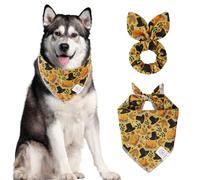 E-Clover Ensemble bandanas de Thanksgiving et chouchou assorti pour fille, écharpe pour chien de dinde, bavoirs, bandana pour animaux domestiques avec nœud papillon pour propriétaire de chiens de