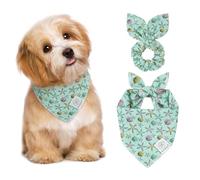 E-Clover Ensemble bandanas d'été pour chien et chouchou assorti avec nœud papillon pour petits chiens, chiots, propriétaires de chiots, maman