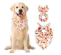 E-Clover Ensemble bandanas pour chien à motif floral rose et chouchou assorti avec nœud papillon pour chien de taille moyenne et grande propriétaire, maman, printemps été