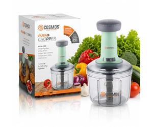 E-COSMOS Hachoir alimentaire 900 ml, 4 lames en acier, grand hachoir manuel à presser à la main pour couper oignon, salade, tomate, pomme de terre (lot de 1) 900 ml