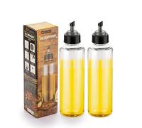 E-COSMOS Lot de 2 distributeurs d'huile en plastique de 1000 ml pour huile d'olive, vinaigre, boissons liquides pour la cuisine avec couvercle hermétique