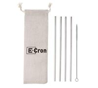 E-Cron 4 pailles réutilisables Droites en Acier Inoxydable pour Boire, Brosse de Nettoyage Incluse.
