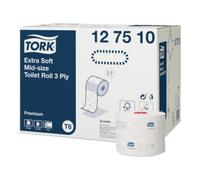 Tork Papier Toilette Rouleau Mid-size extra-doux blanc T6, Premium, 3 plis, 27 rouleaux, 127510
