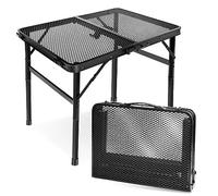 E EASTSTORM Table de Camping Pliante 60×40cm, Petite Table Pliante pour Barbecue, 2 Réglages de Hauteur, Table Pique Nique avec Grille Métallique pour Intérieur/Extérieur, Cuisine