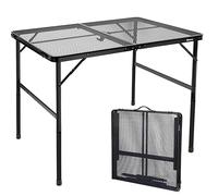 E EASTSTORM Tavle Pliable Camping 120×60cm,Petite Table Camping Pliante pour Barbecue,2 Réglages de Hauteur,Table avec Grille Métallique,Facile à Nettoy,pour Les Activités en Plein air Pique-Nique