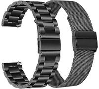 E ECSEM Bracelet de rechange pour montre connectée Carbinox X-Ranger/Carbinox Vortex/Carbinox Vesta, boucle en maille + bracelet en acier inoxydable pour montre intelligente militaire Carbinox (Noir)