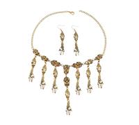 E EMZHOLE Collier et boucles d'oreilles vintage gothique avec pendentif tête de mort pour femme Punk Halloween Goth Bijoux Cadeau Déguisement Accessoires pour femmes