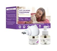 E EMZHOLE Diffuseur de phéromones apaisantes pour chat avec diffuseur apaisant pour chat, 2 recharges, soulagement de l'anxiété pour les chats, réduit les combats, griffures d'urine, agressivité