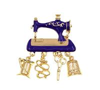 E Enamel Sewing Machine Brooch Alloy Fashion Brooches for Women Purple Color Pin 5.54.1cm