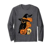 E est pour Un étrange crâne de Hibou d'halloween Manche Longue
