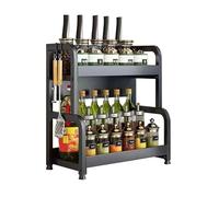 ́ è , Étagère à Épices de Cuisine à 2 Niveaux, Étagère à Condiments pour le Stockage des Pots, des Herbes et de la Vaisselle pour le Garde-Manger, en Acier au Carbone.