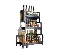 ́ è , Étagère à Épices de Cuisine à 3 Niveaux, Étagère à Condiments pour le Stockage des Pots, des Herbes et de la Vaisselle pour le Garde-Manger, en Acier au Carbone.