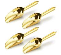 E-far Lot de 4 mini pelles à glace en acier inoxydable doré de 85 g pour bonbons, farine, sucre, petites cuillères en métal pour fêtes, boîtes de conserves, bar de cuisine, machine à glaçons,