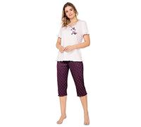 e.Femme® Pyjama 806 à Manches Courtes en Coton avec Modal, Rose-imprimé, 46