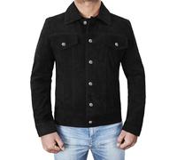 e Genius Veste de camionneur en daim pour homme - Manteau en cuir de cowboy de style western, Noir , M