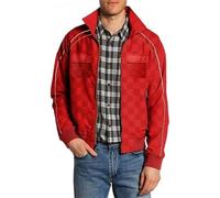 e Genius Veste de motard légère en satin rouge pour homme - Style bomber de moto, Rouge satiné, S