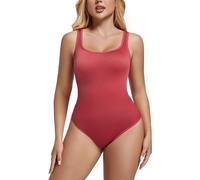 e-girl Body Sculptant Femme Ventre Plat String Bodysuit Top Sans Manche a Col Rond Body Shaper Minceur Shapewear,Bordeaux,L,SY87133